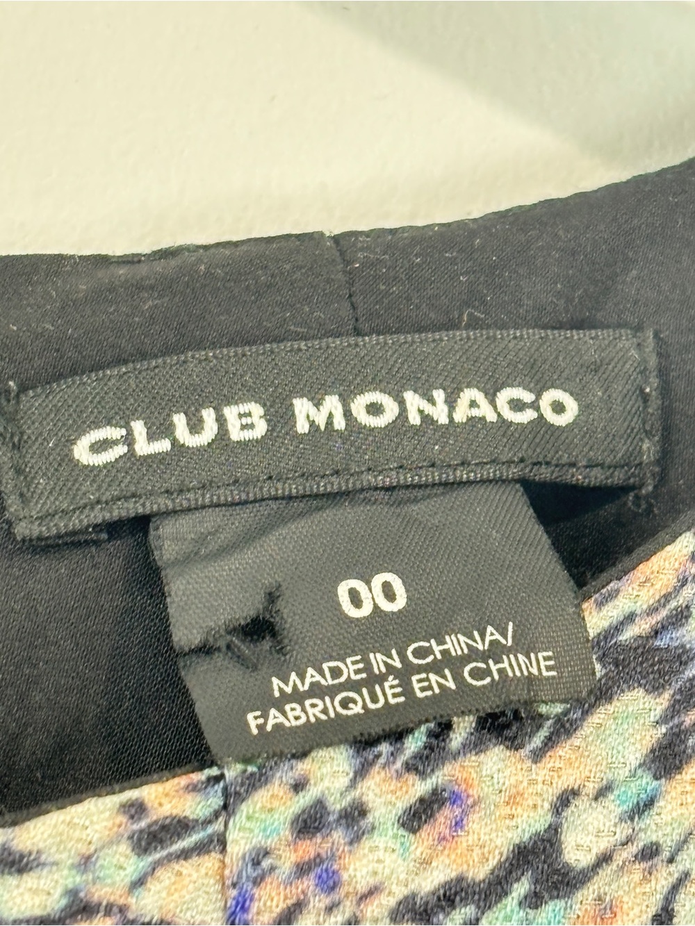Club Monaco Silk Wool Blend Shift Dress Mini 00 Black Multicolor Textured Print - Picture 8 of 12